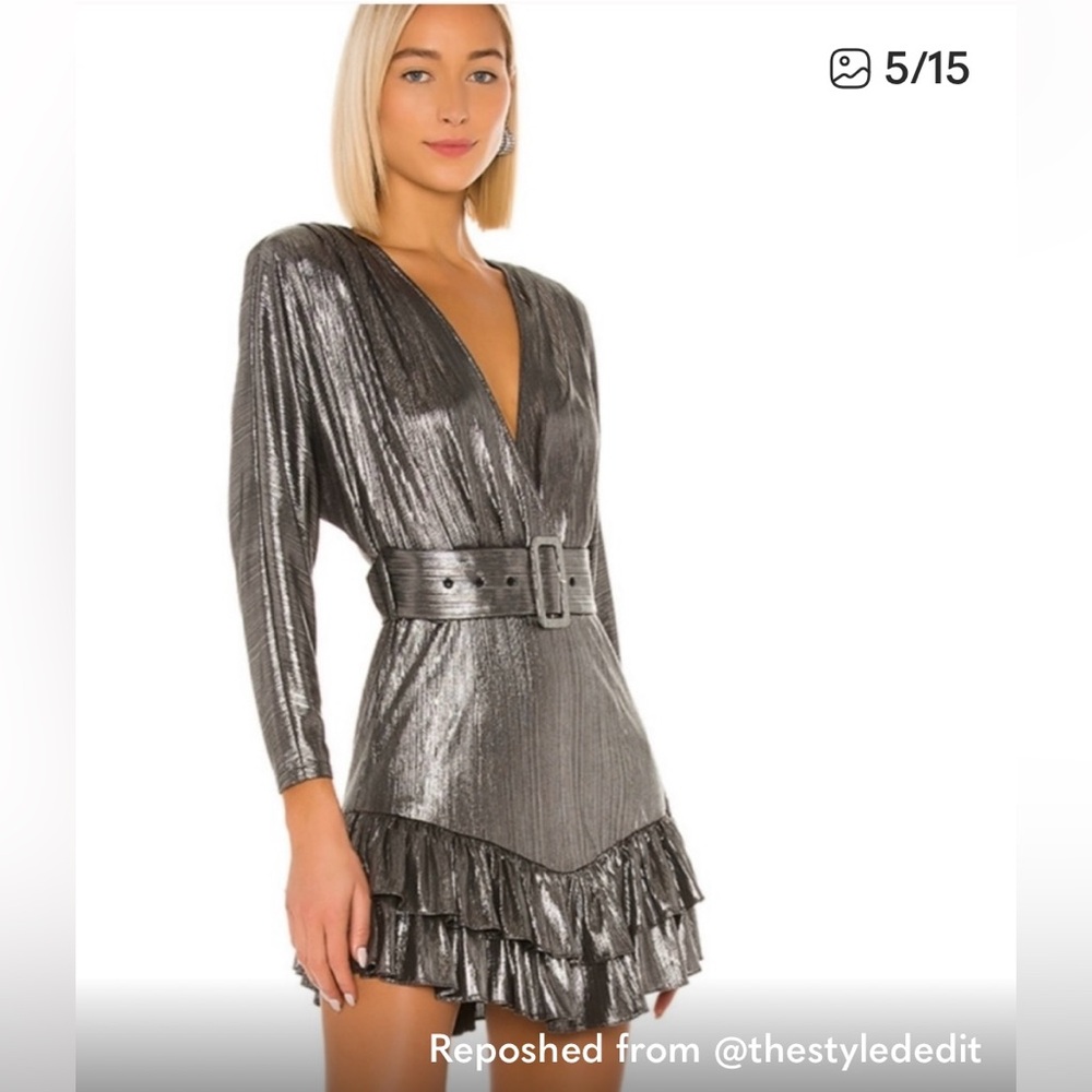 Retrofete Maureen Metallic Ruffle Mini Dress in
Small